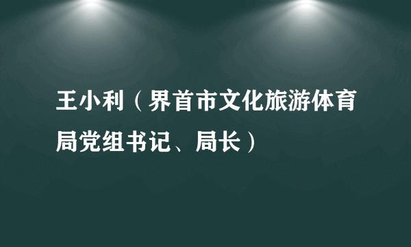 王小利（界首市文化旅游体育局党组书记、局长）