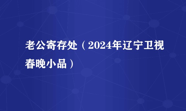 老公寄存处（2024年辽宁卫视春晚小品）