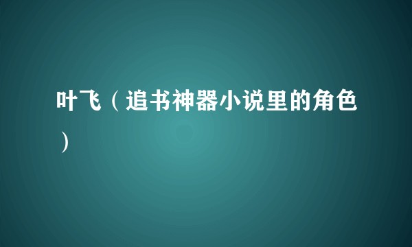 叶飞（追书神器小说里的角色）