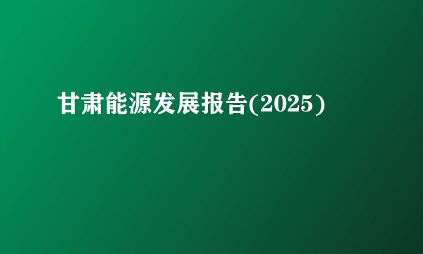 甘肃能源发展报告(2025)