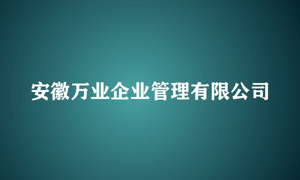 安徽万业企业管理有限公司