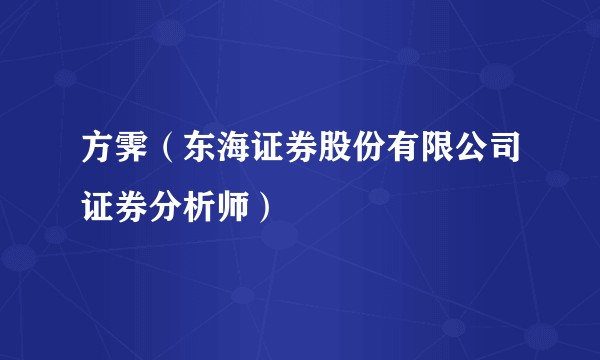 方霁（东海证券股份有限公司证券分析师）
