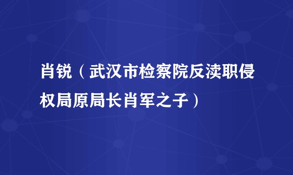 肖锐（武汉市检察院反渎职侵权局原局长肖军之子）