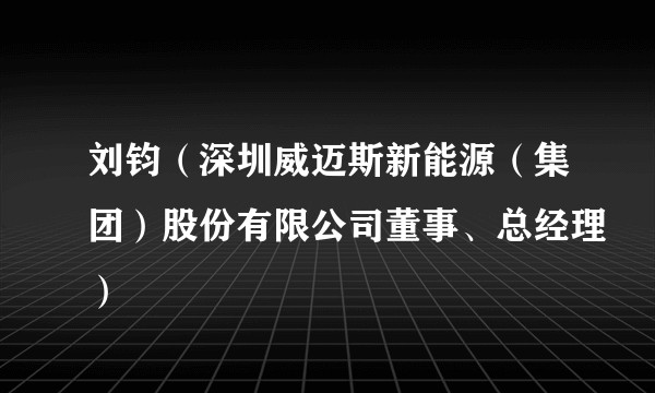 刘钧(深圳威迈斯新能源(集团)股份有限公司董事、总经理)