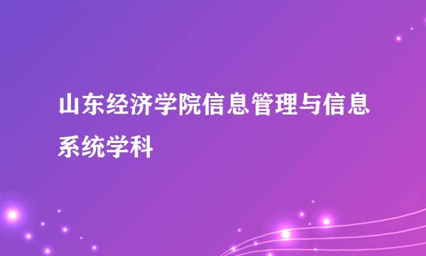 山东经济学院信息管理与信息系统学科