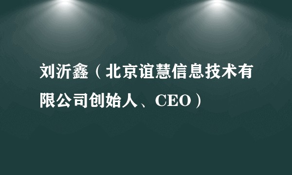 刘沂鑫（北京谊慧信息技术有限公司创始人、CEO）