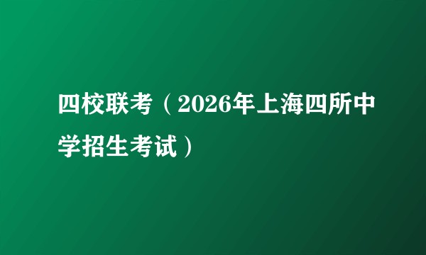 四校联考（2026年上海四所中学招生考试）