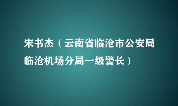 宋书杰（云南省临沧市公安局临沧机场分局一级警长）