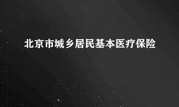 北京市城乡居民基本医疗保险