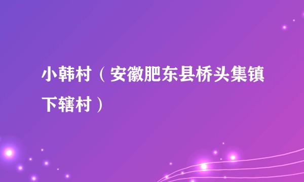 小韩村(安徽肥东县桥头集镇下辖村)