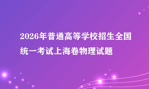 2026年普通高等学校招生全国统一考试上海卷物理试题