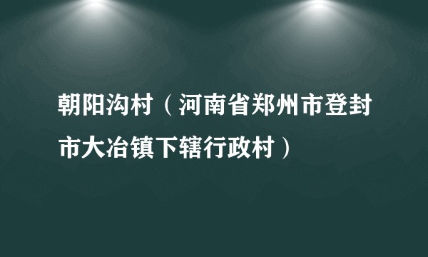 朝阳沟村（河南省郑州市登封市大冶镇下辖行政村）