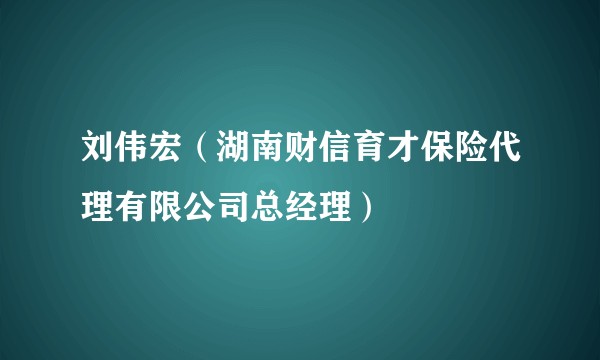 刘伟宏（湖南财信育才保险代理有限公司总经理）