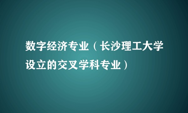 数字经济专业(长沙理工大学设立的交叉学科专业)