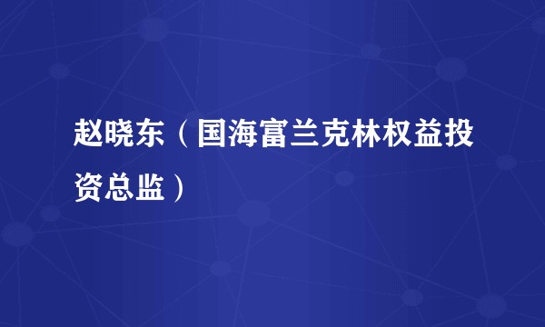 赵晓东（国海富兰克林权益投资总监）