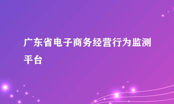 广东省电子商务经营行为监测平台