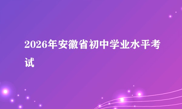 2026年安徽省初中学业水平考试