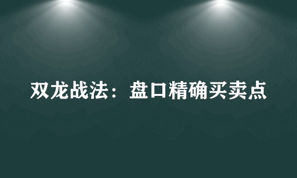 双龙战法:盘口精确买卖点
