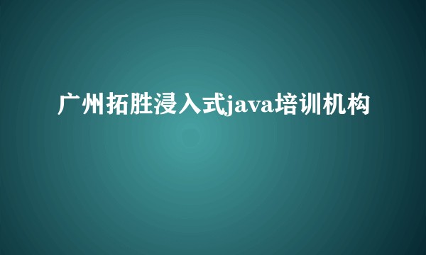 广州拓胜浸入式java培训机构