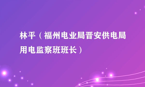 林平（福州电业局晋安供电局用电监察班班长）