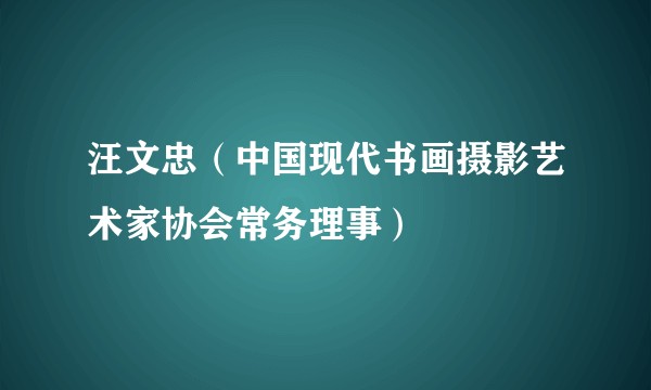 汪文忠（中国现代书画摄影艺术家协会常务理事）