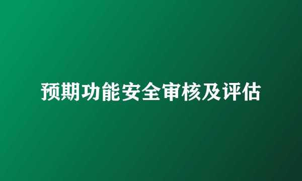 预期功能安全审核及评估