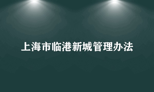 上海市临港新城管理办法