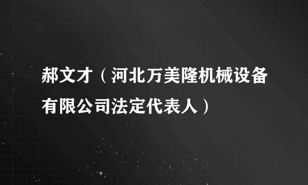 郝文才(河北万美隆机械设备有限公司法定代表人)