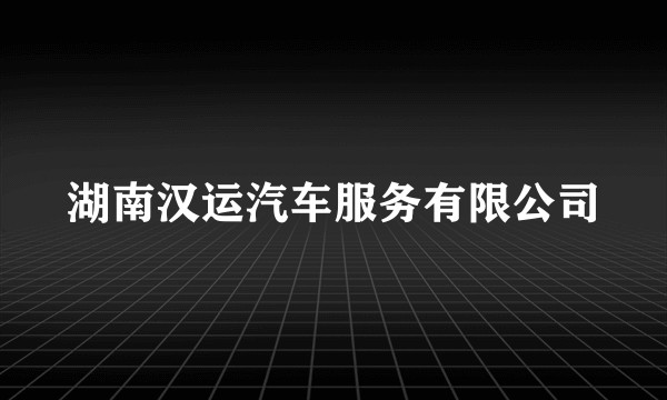 湖南汉运汽车服务有限公司