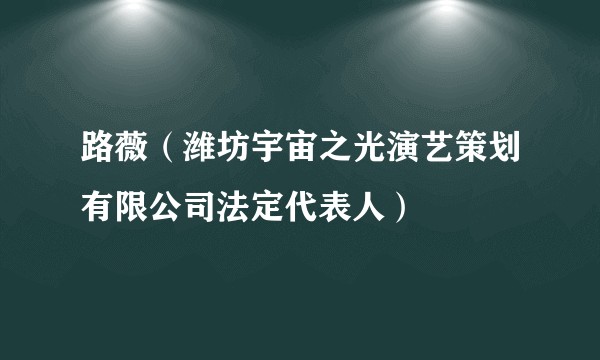 路薇（潍坊宇宙之光演艺策划有限公司法定代表人）