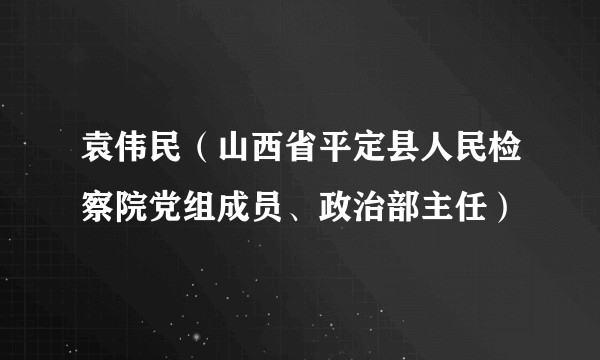 袁伟民（山西省平定县人民检察院党组成员、政治部主任）