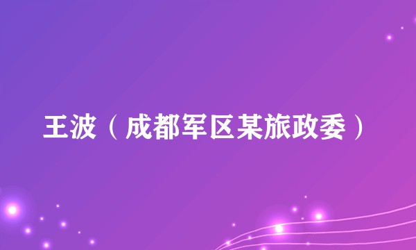 王波（成都军区某旅政委）