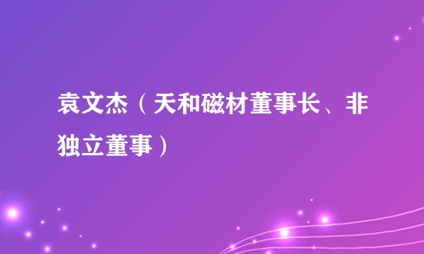 袁文杰（天和磁材董事长、非独立董事）