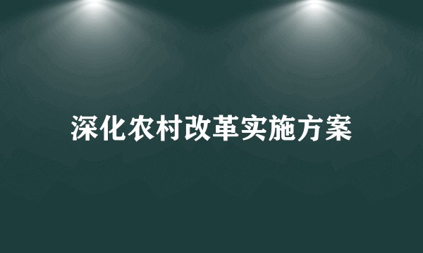 深化农村改革实施方案