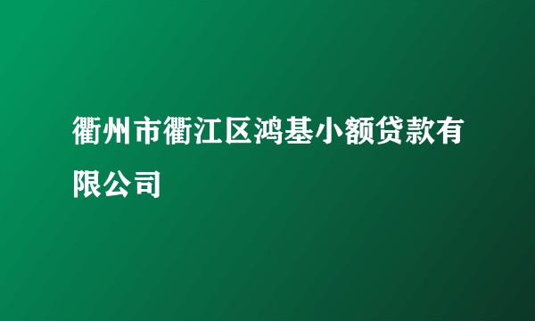 衢州市衢江区鸿基小额贷款有限公司