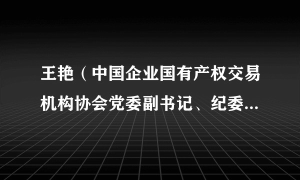 王艳（中国企业国有产权交易机构协会党委副书记、纪委书记、秘书长）