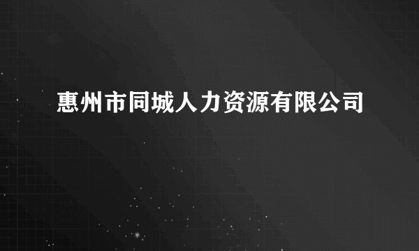惠州市同城人力资源有限公司