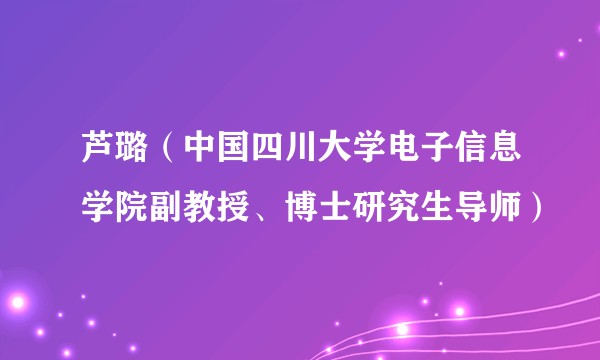 芦璐（中国四川大学电子信息学院副教授、博士研究生导师）