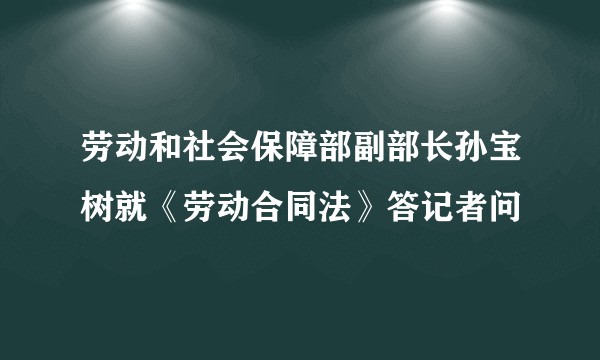 劳动和社会保障部副部长孙宝树就《劳动合同法》答记者问