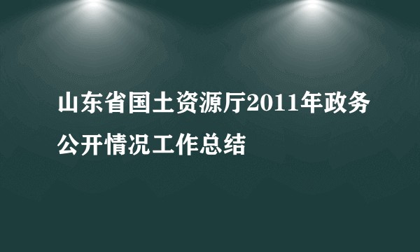山东省国土资源厅2011年政务公开情况工作总结