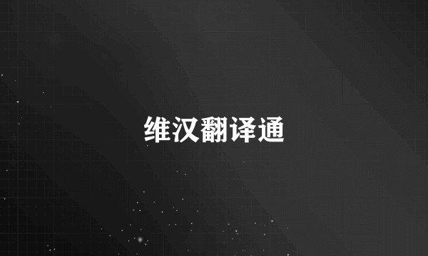 维汉翻译通
