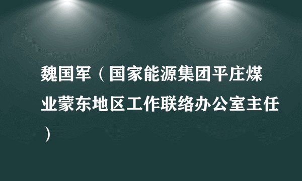 魏国军（国家能源集团平庄煤业蒙东地区工作联络办公室主任）