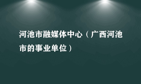 河池市融媒体中心(广西河池市的事业单位)