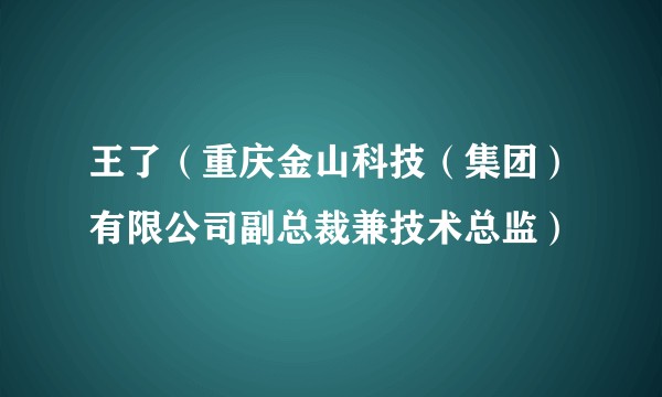 王了(重庆金山科技(集团)有限公司副总裁兼技术总监)