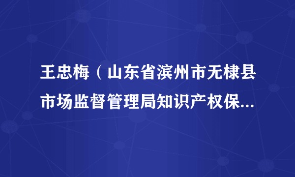 王忠梅（山东省滨州市无棣县市场监督管理局知识产权保护和运用促进股负责人）