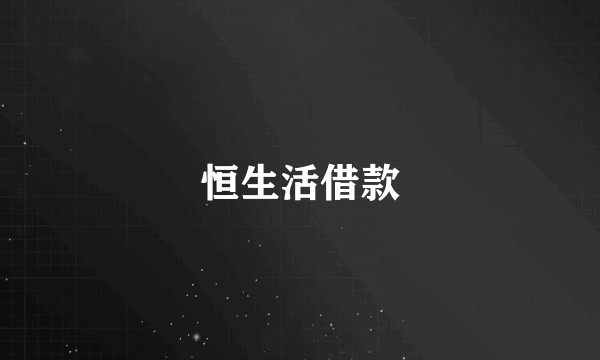 恒生活借款
