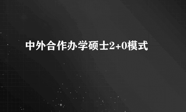 中外合作办学硕士2+0模式