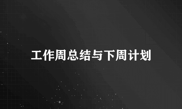 工作周总结与下周计划