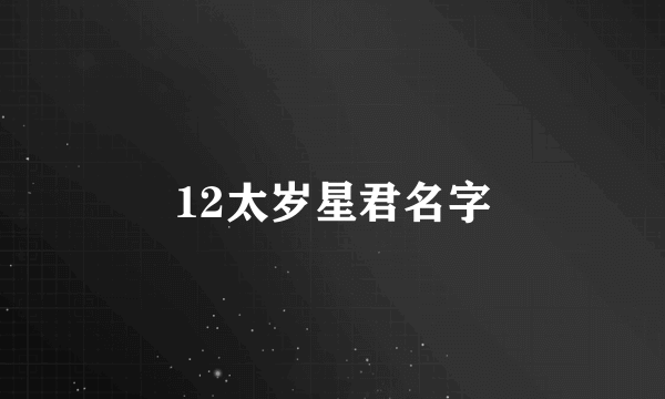 12太岁星君名字
