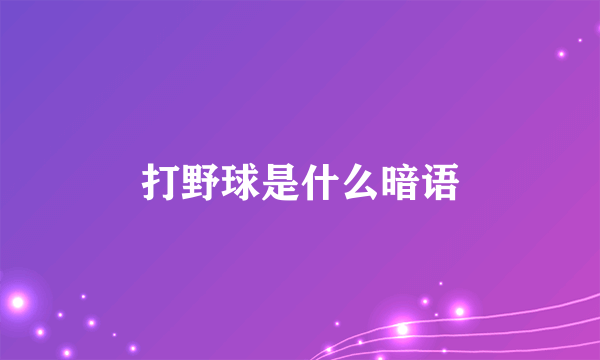 打野球是什么暗语